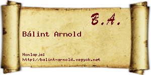 Bálint Arnold névjegykártya