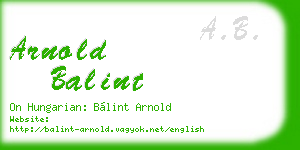 arnold balint business card